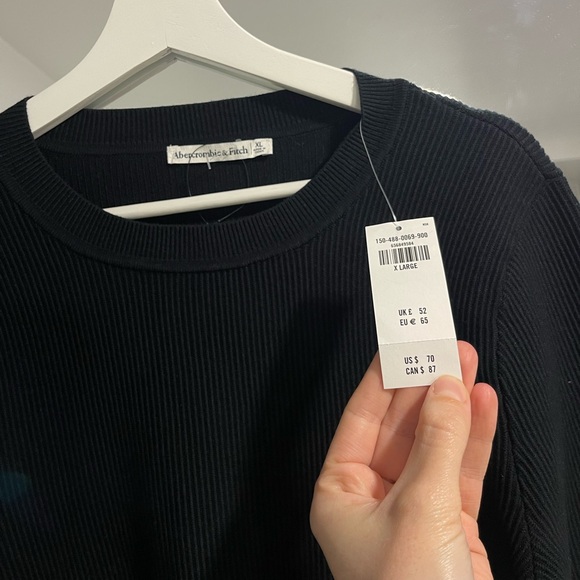 NWT Abercrombie Long-Sleeve Ottoman Crew Top size XL black ribbed - Picture 8 of 9